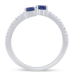 SPECIAL! .69ct G SI 14K White Gold Diamond & Blue Sapphire Gemstones Wrap Around Band Ring  Size 6.5