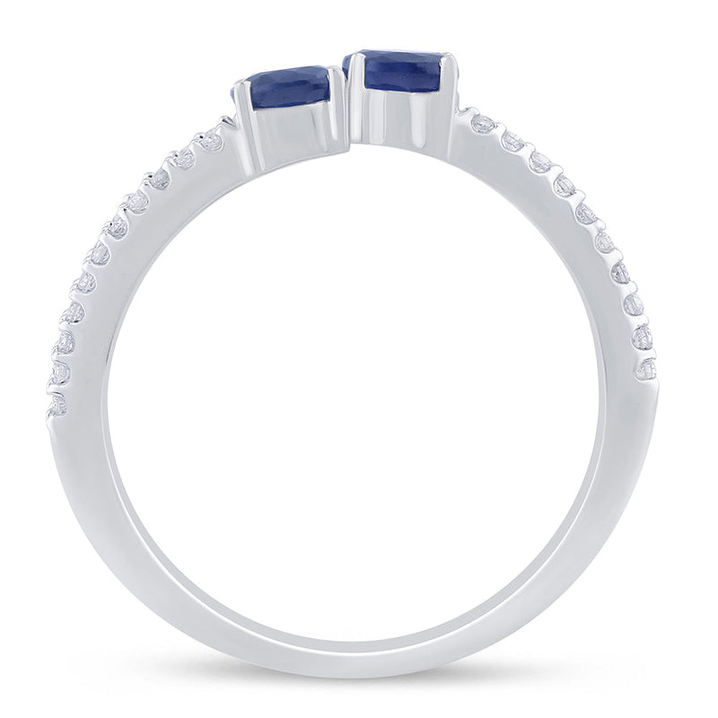SPECIAL! .69ct G SI 14K White Gold Diamond & Blue Sapphire Gemstones Wrap Around Band Ring  Size 6.5