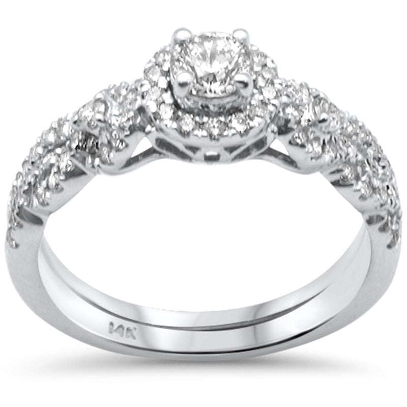 SPECIAL! .75ct G SI 14K White Gold Round Diamond Infinity Style Engagement Ring Set Size 6.5