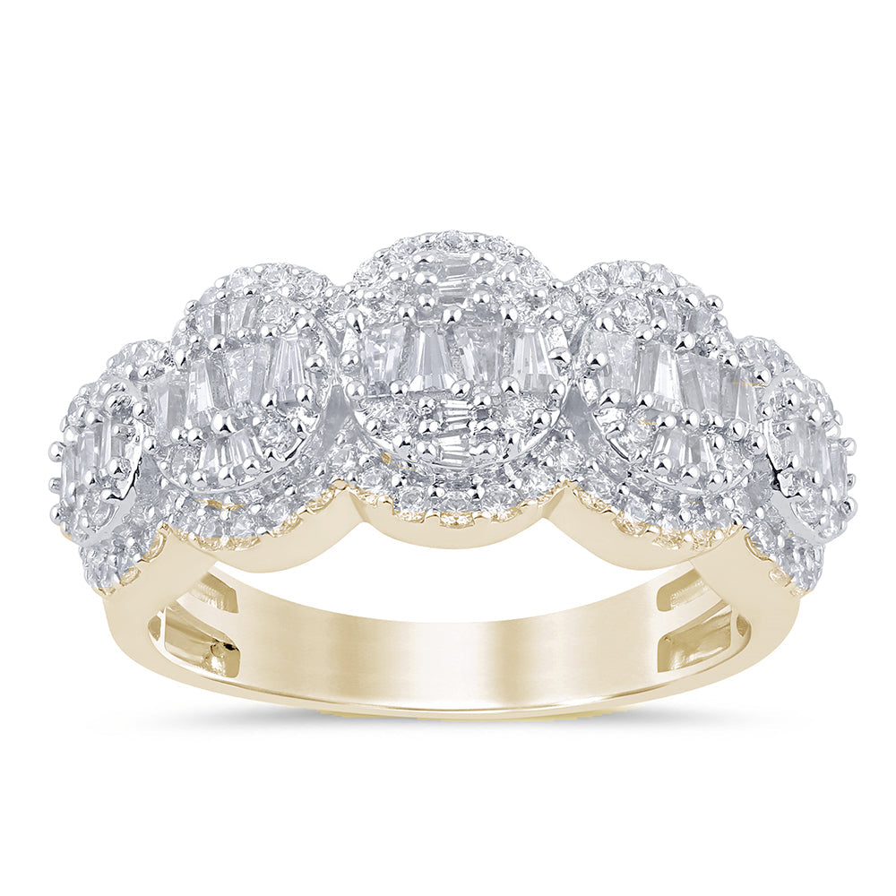 DIAMOND CLOSEOUT! .82ct G SI 14K Yellow Gold Round & Baguette Diamond Band Ring Size 6.5