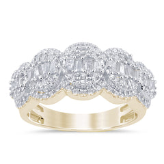 DIAMOND CLOSEOUT! .82ct G SI 14K Yellow Gold Round & Baguette Diamond Band Ring Size 6.5