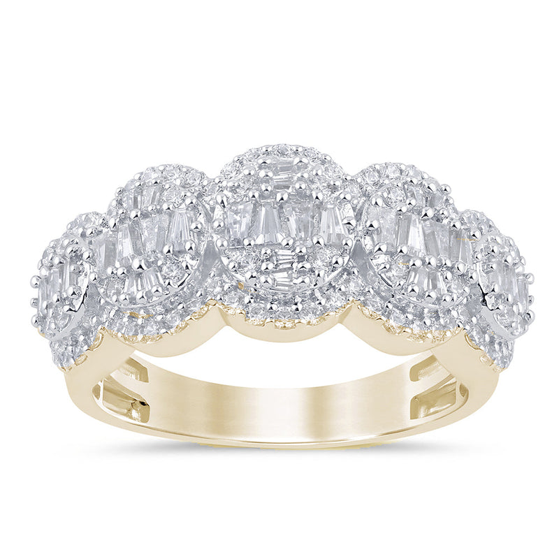 DIAMOND CLOSEOUT! .82ct G SI 14K Yellow Gold Round & Baguette Diamond Band Ring Size 6.5
