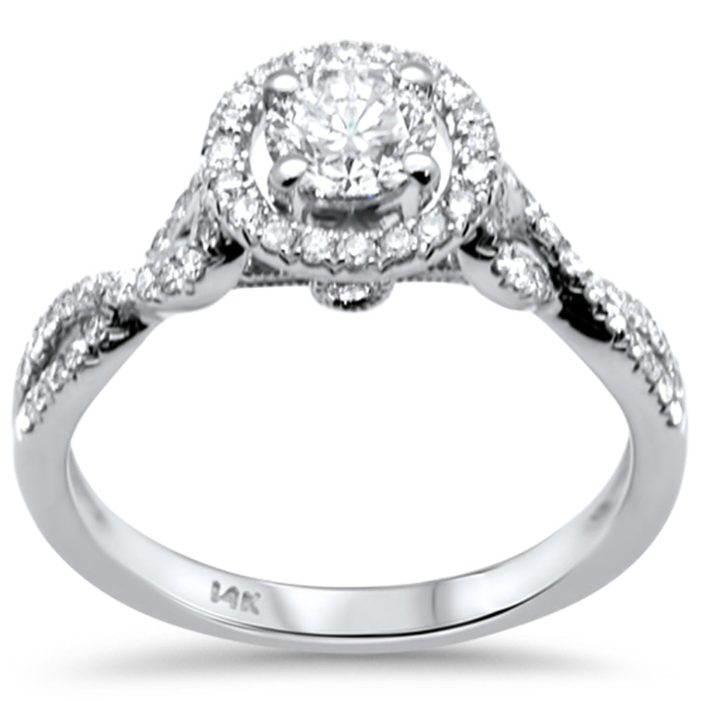 SPECIAL! .90ct G SI 14K White Gold Round Diamond Halo Style Engagement Ring Size 6.5