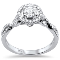 SPECIAL! .90ct G SI 14K White Gold Round Diamond Halo Style Engagement Ring Size 6.5