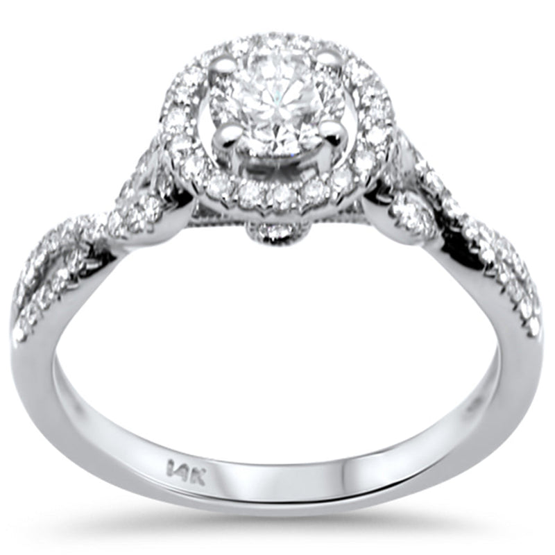 SPECIAL! .90ct G SI 14K White Gold Round Diamond Halo Style Engagement Ring Size 6.5