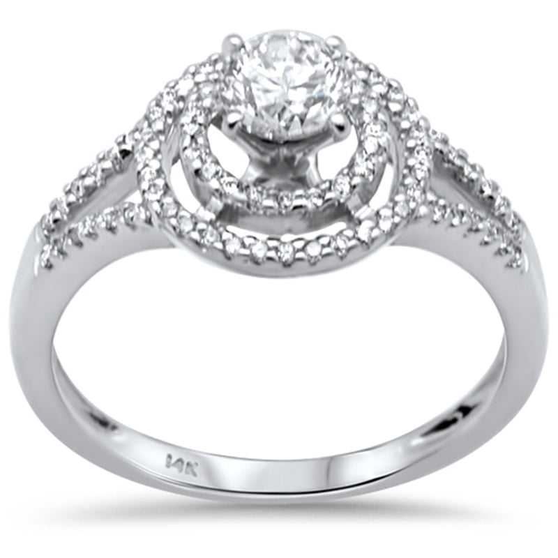 SPECIAL! .74ct G SI 14K White Gold Diamond Halo Style Engagement Ring Size 6.5