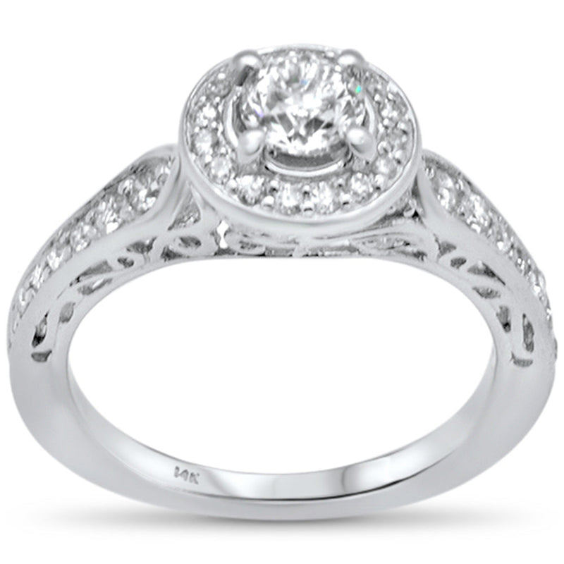 SPECIAL! .94ct G SI 14K White Gold Diamond Halo Style Engagement Ring Size 6.5