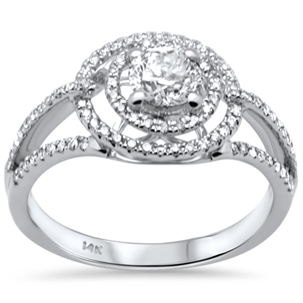 SPECIAL! .83ct G SI 14K White Gold Diamond Double Halo Engagement Ring Size 6.5