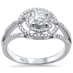 SPECIAL! .83ct G SI 14K White Gold Diamond Double Halo Engagement Ring Size 6.5
