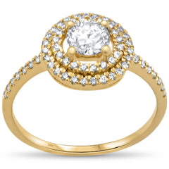 SPECIAL! .77ct G SI 14K Yellow Gold Diamond Double Halo Engagement Ring Size 6.5