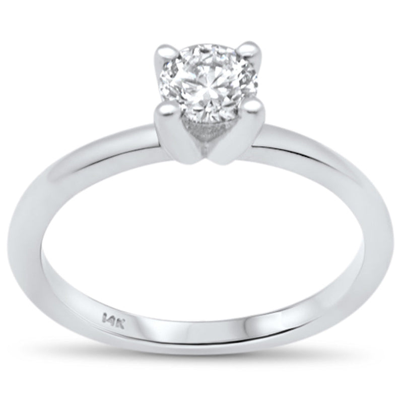 SPECIAL! .50ct G SI 14K White Gold Round Diamond Solitaire Engagement Ring Size 6.5