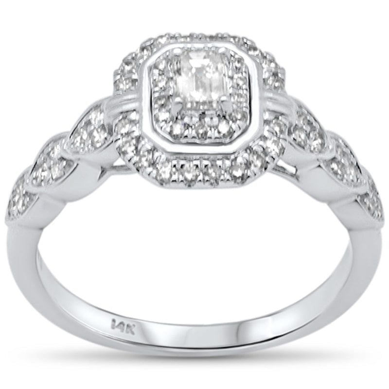 SPECIAL! .51ct G SI 14K White Gold Emerald Cut Diamond Engagement Ring Size 6.5
