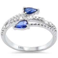 SPECIAL!.68ct G SI 14K White Gold Diamond & Blue Sapphire Gemstones Wrap Around Band Ring Size 6.5
