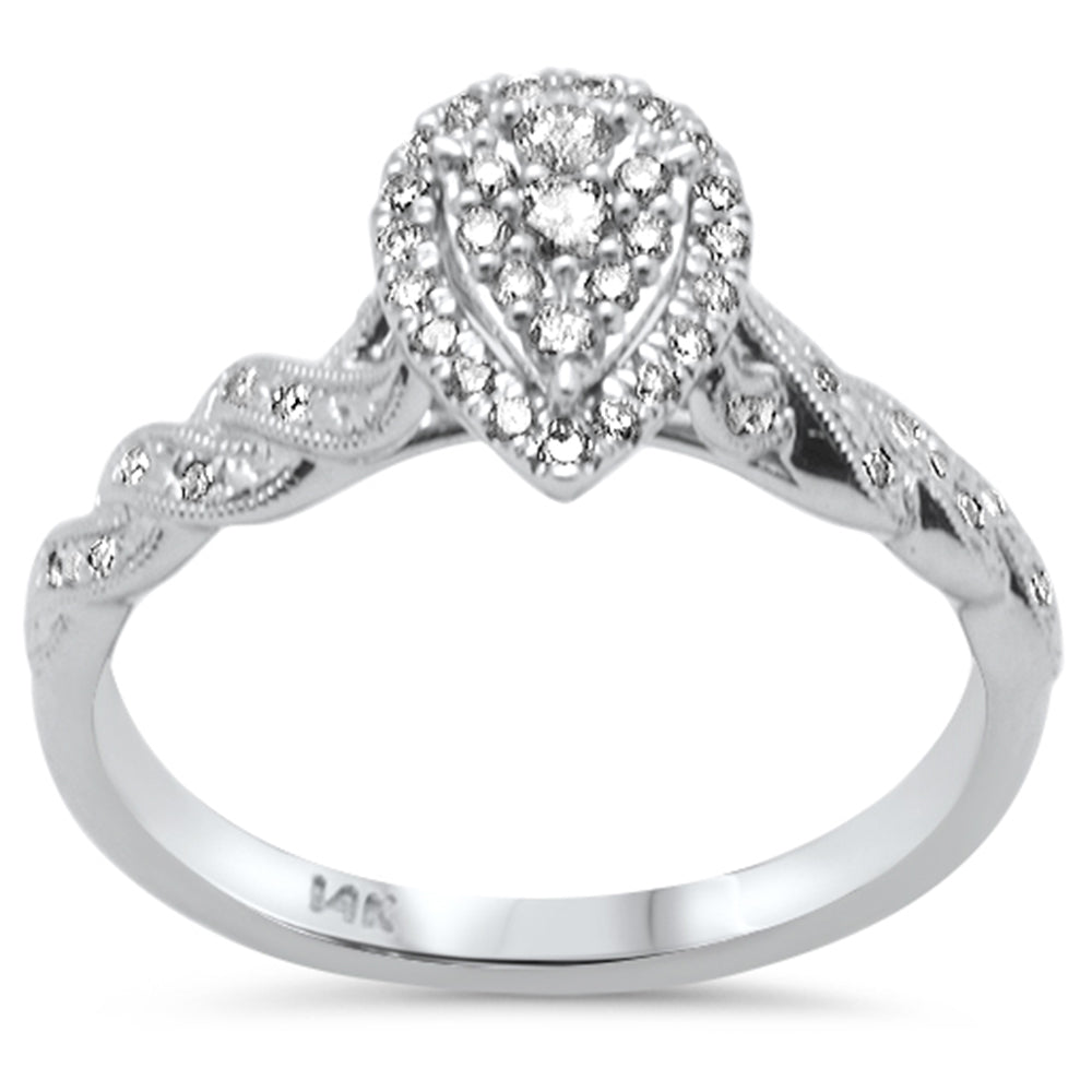 SPECIAL!.26ct G SI 14K White Gold Diamond Pear Shape Engagement Ring Size 6.5