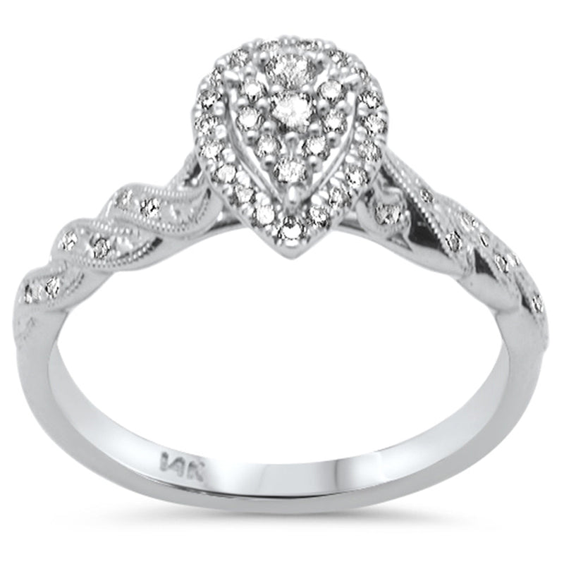 SPECIAL!.26ct G SI 14K White Gold Diamond Pear Shape Engagement Ring Size 6.5