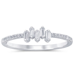 SPECIAL! .21ct G SI 14K White Gold Round & Baguette Diamond Band Ring Size 6.5