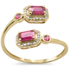 SPECIAL! 1.05ct G SI 14K Yellow Gold Diamond & Ruby Gemstones Wrap Around Band Ring Size 6.5