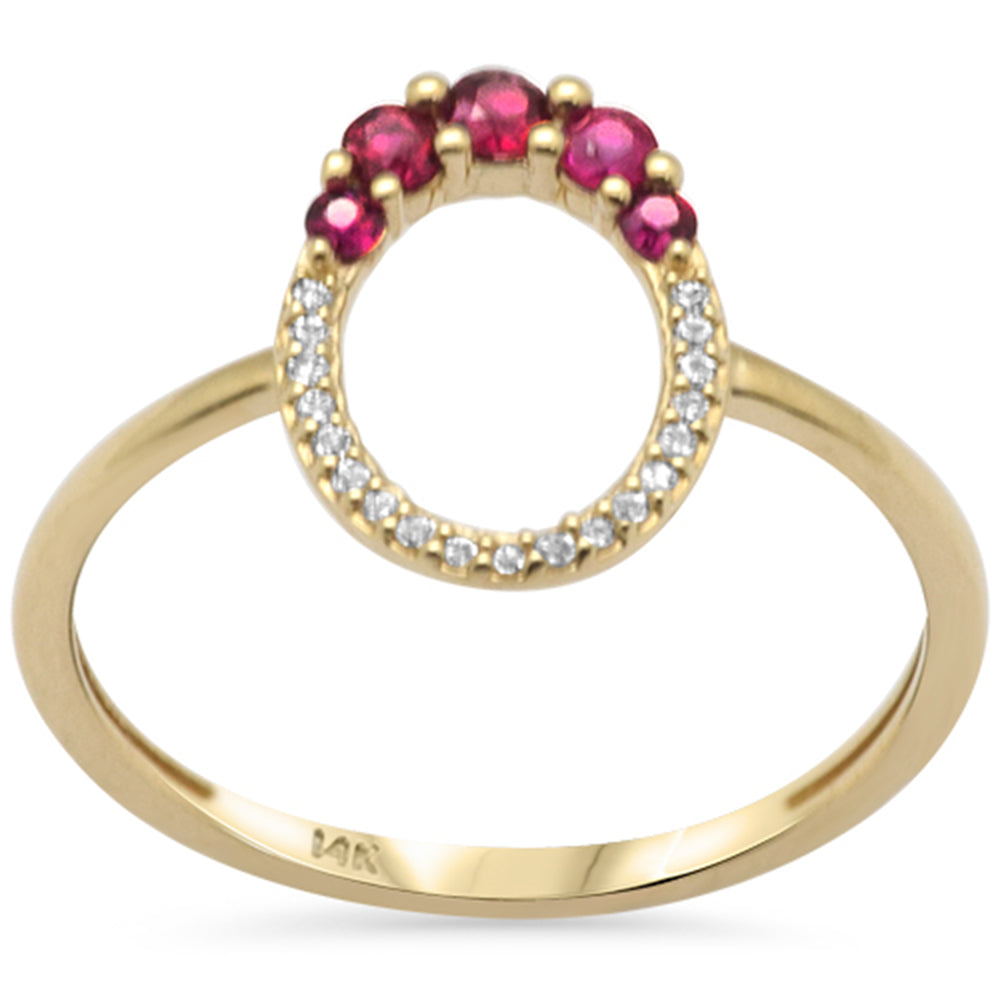 .22ct G SI 14K Yellow Gold Diamond & Ruby Gemstones Band Ring Size 6.5
