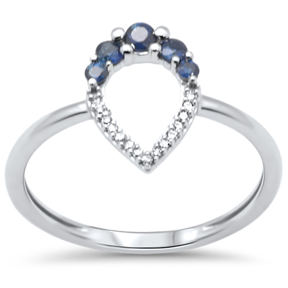 .26ct G SI 14K White Gold Diamond & Blue Sapphire Gemstones Wrap Around Band Ring Size 6.5