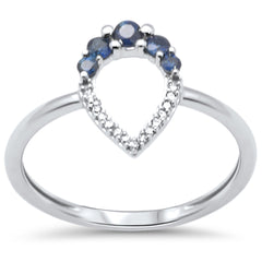 .26ct G SI 14K White Gold Diamond & Blue Sapphire Gemstones Wrap Around Band Ring Size 6.5