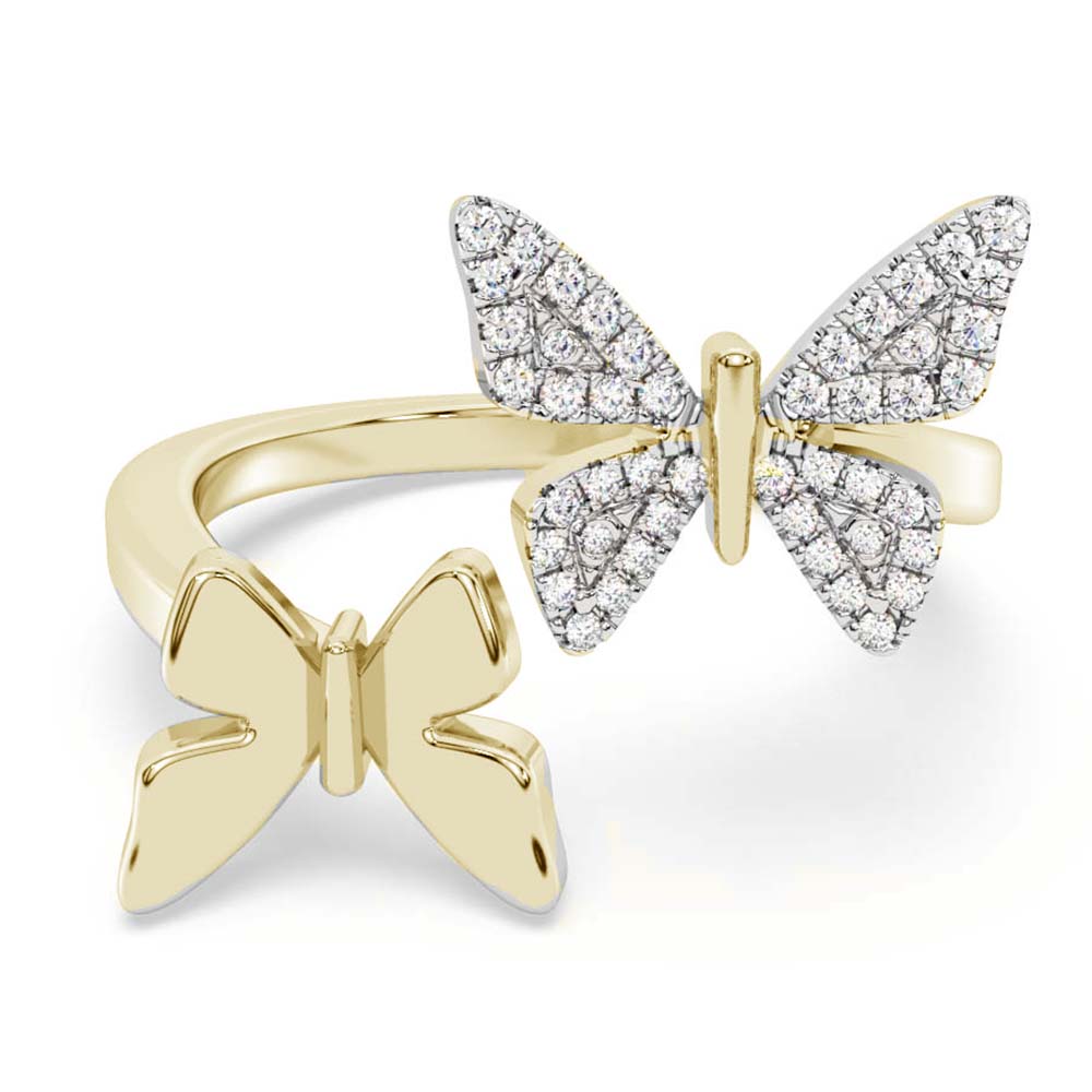 SPECIAL! .13ct G SI 14K Yellow Gold Diamond Butterfly Ring Band Size 6.5