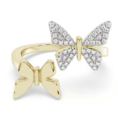 SPECIAL! .13ct G SI 14K Yellow Gold Diamond Butterfly Ring Band Size 6.5
