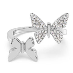 SPECIAL!  .13ct G SI 14K White Gold Diamond Butterfly Ring Band Size 6.5
