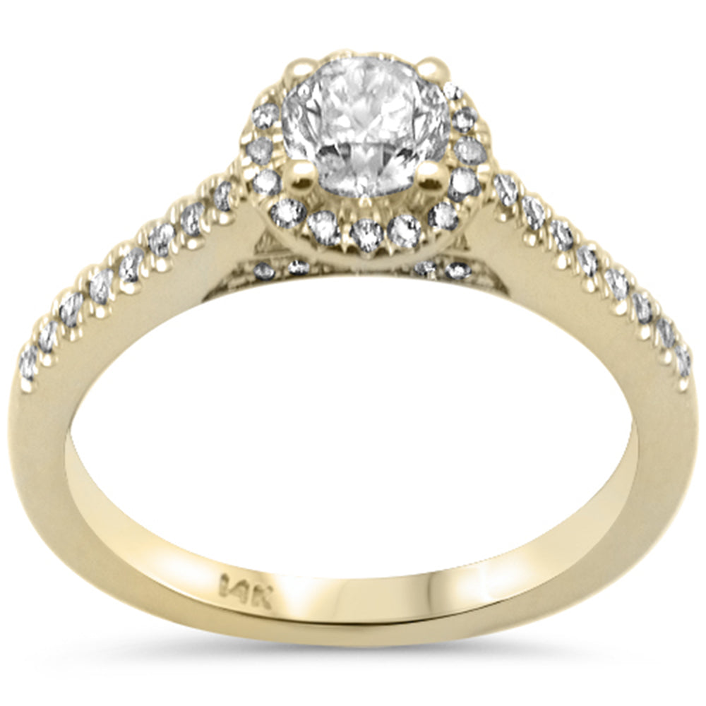 SPECIAL!.71ct G SI 14K Yellow Gold Round Diamond Halo Solitaire Engagement Ring Size 6.5