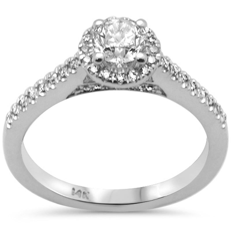 SPECIAL! .77ct G SI 14K White Gold Diamond Halo Solitaire Engagement Ring Size 6.5