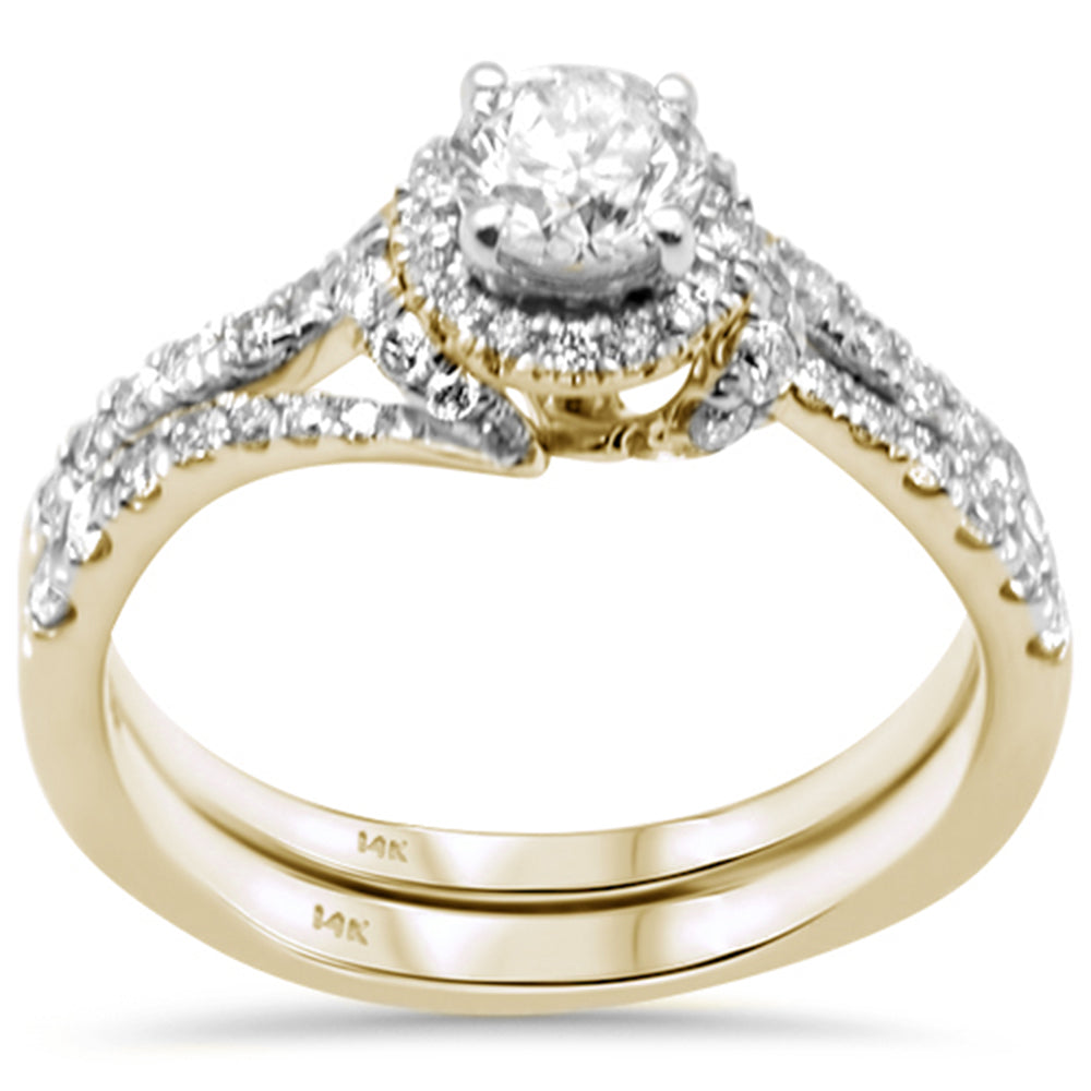 SPECIAL!1.16ct G SI 14K Yellow Gold Diamond Solitaire 2pcs Engagement Ring Bridal Set Size 6.5