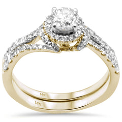SPECIAL!1.16ct G SI 14K Yellow Gold Diamond Solitaire 2pcs Engagement Ring Bridal Set Size 6.5