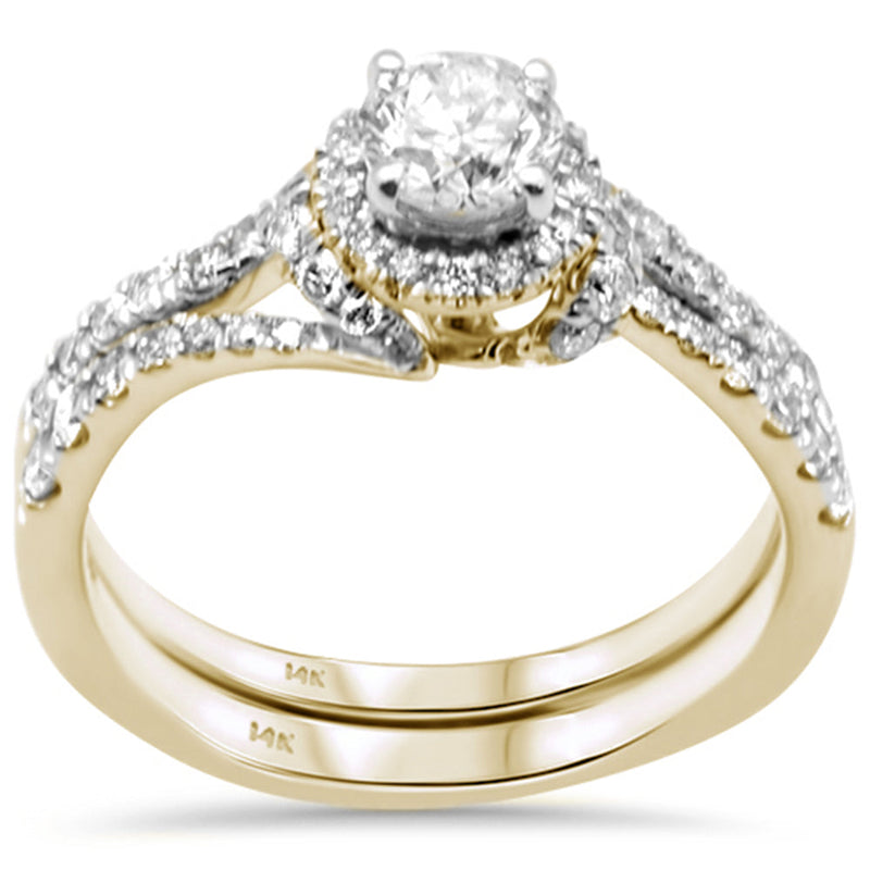 SPECIAL!1.16ct G SI 14K Yellow Gold Diamond Solitaire 2pcs Engagement Ring Bridal Set Size 6.5