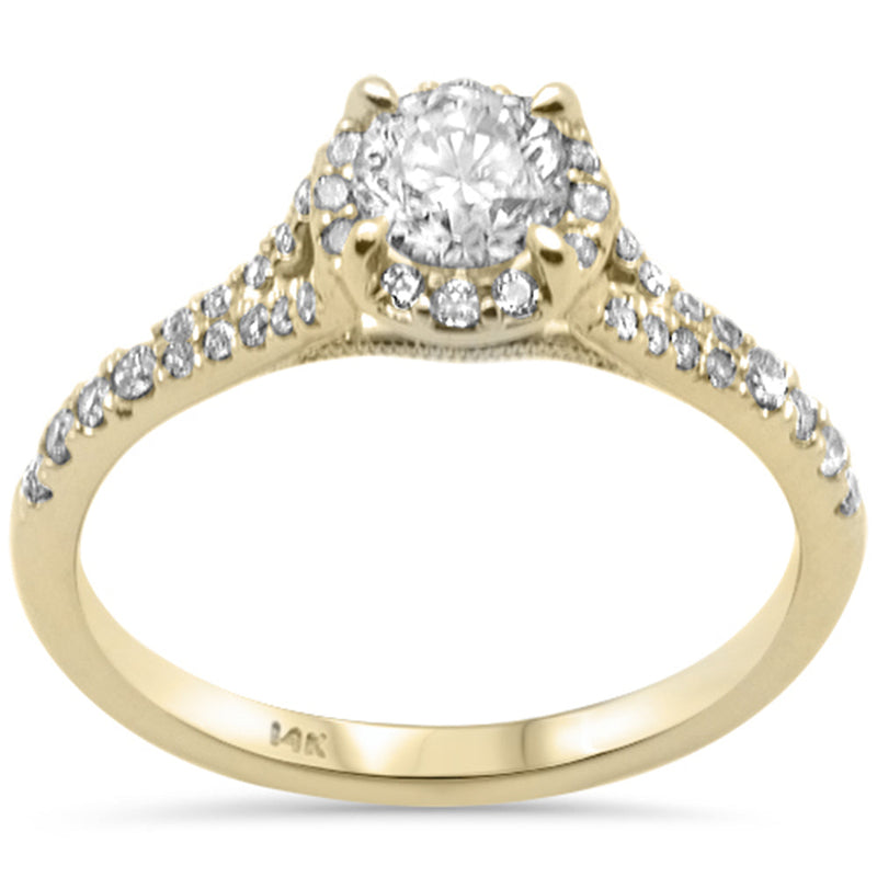 SPECIAL! .77ct G SI 14K Yellow Gold Diamond Halo Solitaire Engagement Ring Size 6.5
