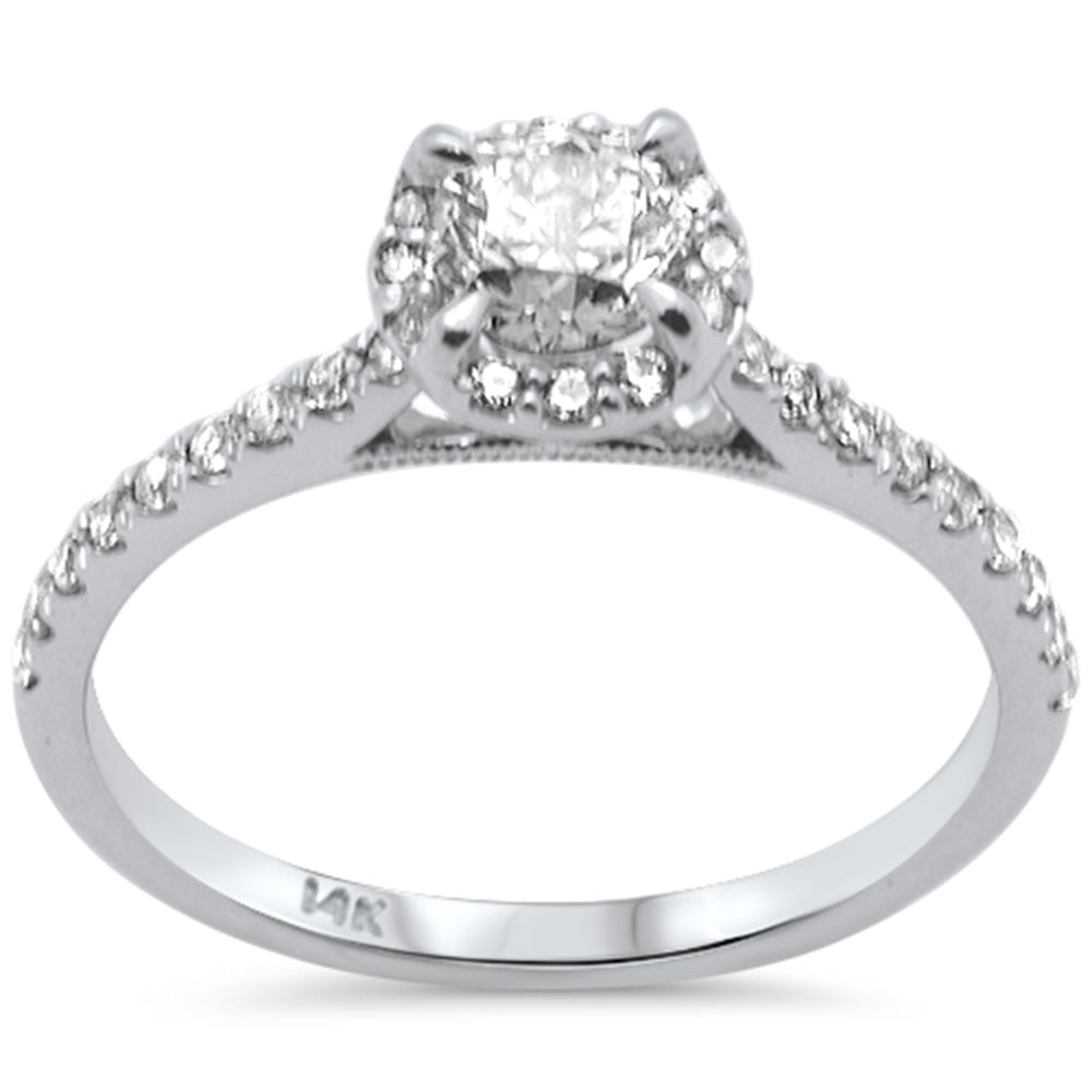 SPECIAL!.72ct G SI 14K Yellow Gold Diamond Halo Solitaire Engagement Ring Size 6.5