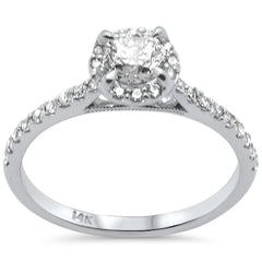 SPECIAL!.72ct G SI 14K Yellow Gold Diamond Halo Solitaire Engagement Ring Size 6.5