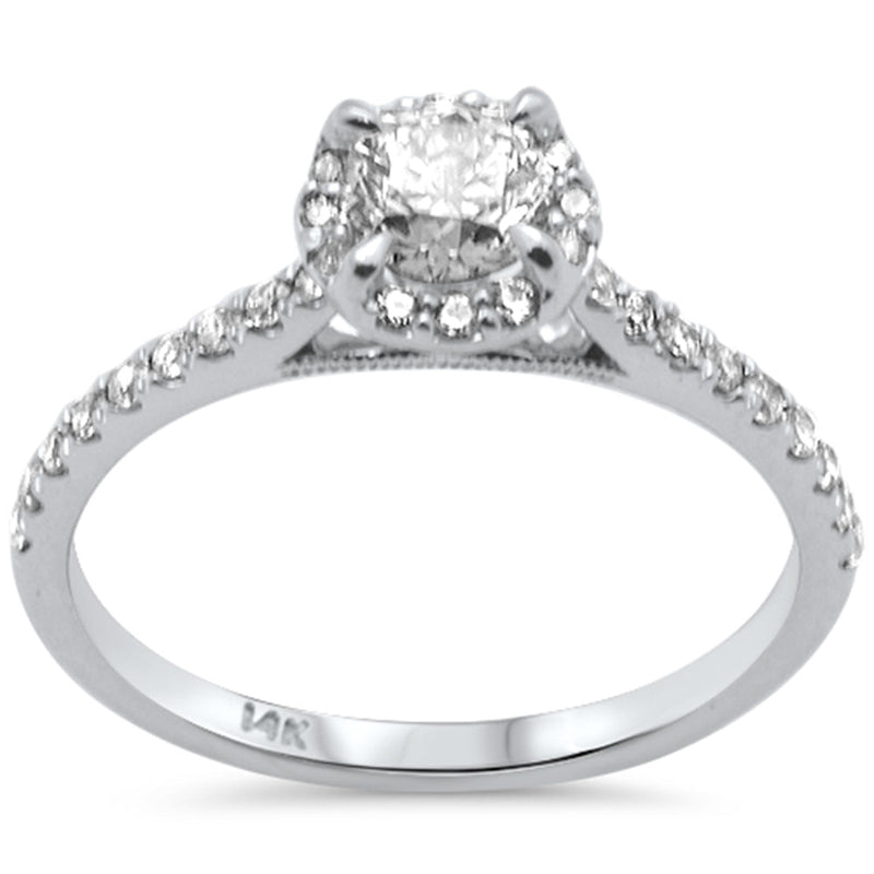 SPECIAL!.72ct G SI 14K Yellow Gold Diamond Halo Solitaire Engagement Ring Size 6.5