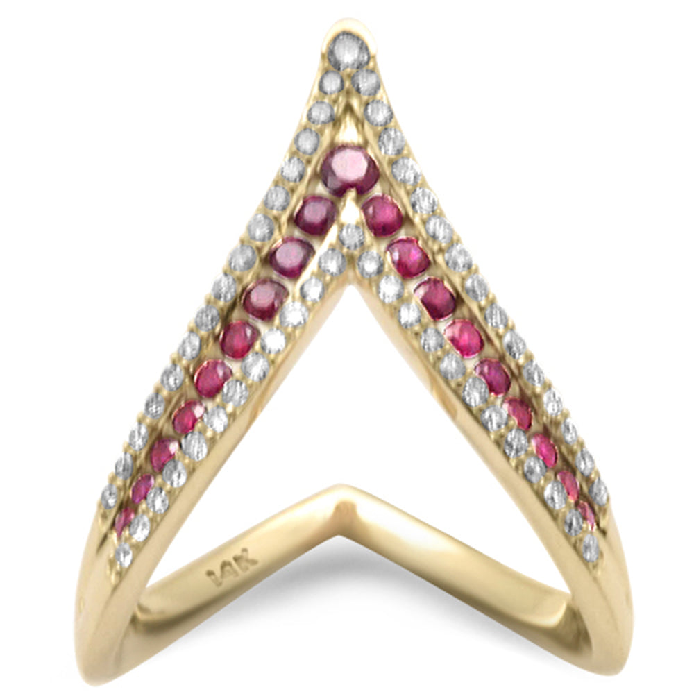SPECIAL!.76ct G SI 14K Yellow Gold Diamond & Ruby Gemstones Band Ring Size 6.5
