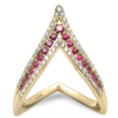 SPECIAL!.76ct G SI 14K Yellow Gold Diamond & Ruby Gemstones Band Ring Size 6.5