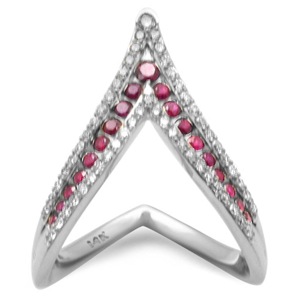 SPECIAL! .77ct G SI 14K White Gold Diamond & Ruby Gemstones Band Ring Size 6.5