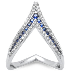 SPECIAL! .75ct G SI 14K White Gold Diamond & Blue Sapphire Gemstones Band Ring Size 6.5
