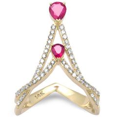 SPECIAL!.89ct G SI 14K Yellow Gold Diamond & Ruby Gemstones Band Ring Size 6.5