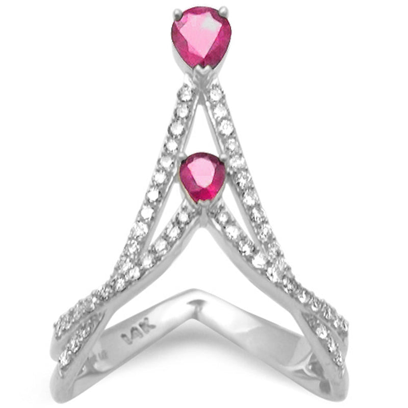 SPECIAL! .93ct G SI 14K White Gold Diamond & Ruby Gemstones Band Ring Size 6.5