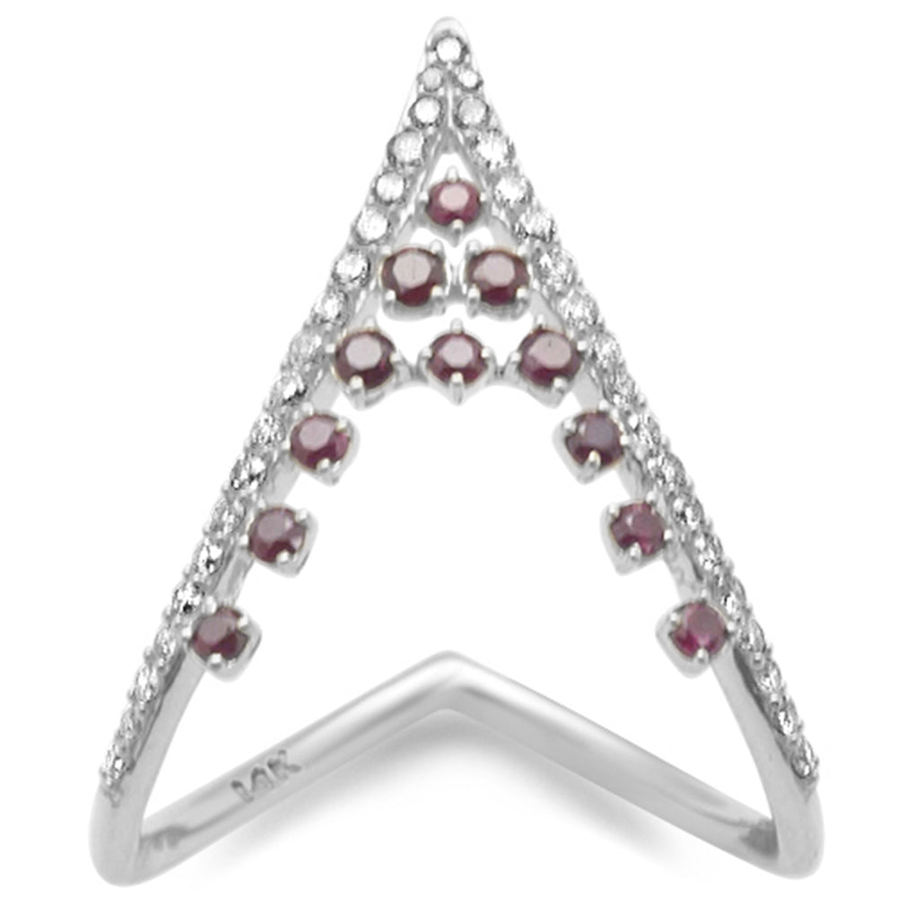 SPECIAL! .61ct G SI 14K White Gold Diamond & Ruby Gemstones Band Ring Size 6.5