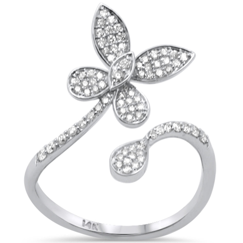 SPECIAL!.35ct G SI 14K White Gold Diamond Flower Wrap Around Band Ring Size 6.5