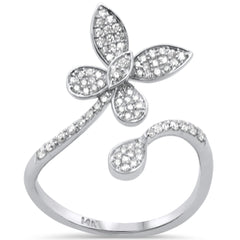 SPECIAL!.35ct G SI 14K White Gold Diamond Flower Wrap Around Band Ring Size 6.5