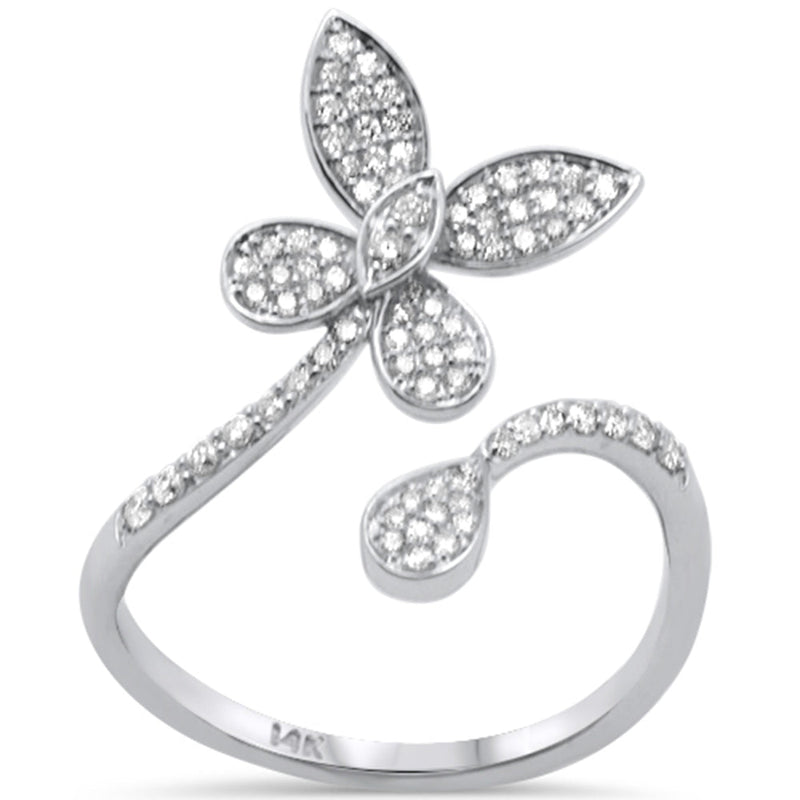 SPECIAL!.35ct G SI 14K White Gold Diamond Flower Wrap Around Band Ring Size 6.5