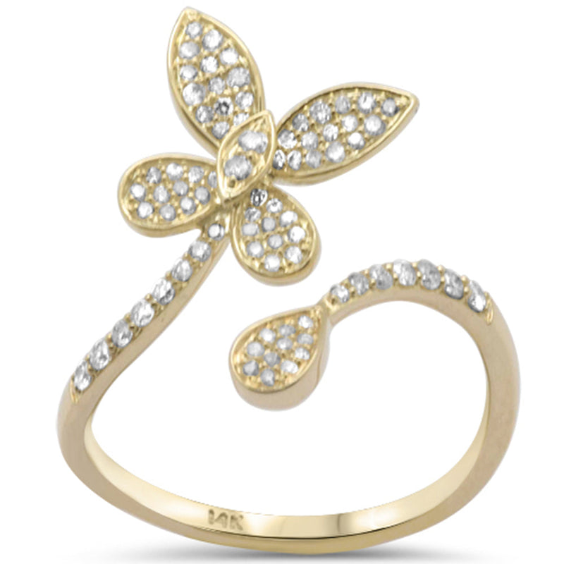 SPECIAL! .33ct G SI 14K Yellow Gold Diamond Flower Wrap Around Band Ring Size 6.5