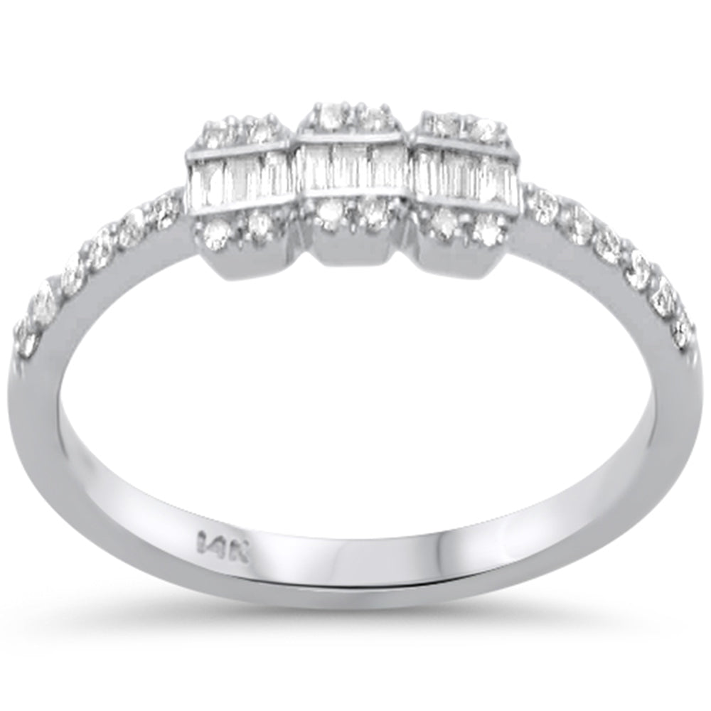 SPECIAL! .27ct G SI 14K White Gold Diamond Round & Baguettte Band Ring Size 6.5