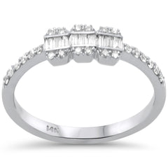 SPECIAL! .27ct G SI 14K White Gold Diamond Round & Baguettte Band Ring Size 6.5