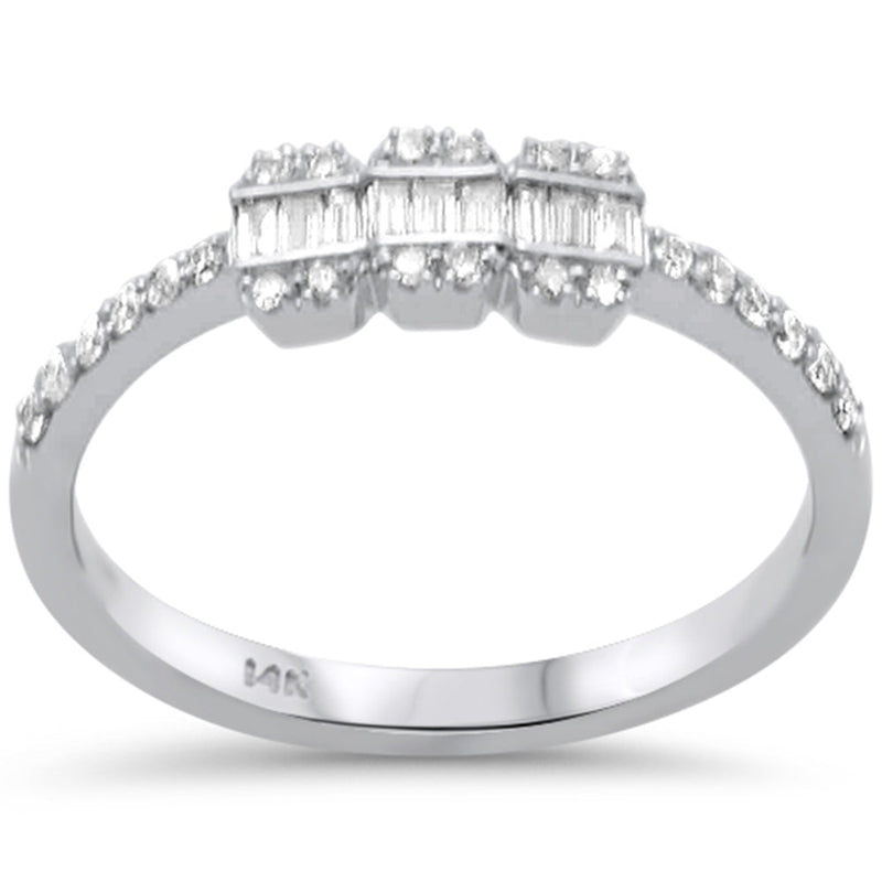SPECIAL! .27ct G SI 14K White Gold Diamond Round & Baguettte Band Ring Size 6.5